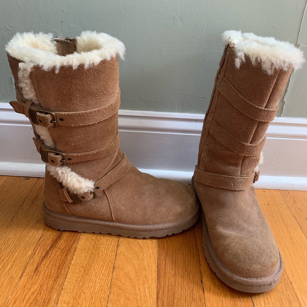 Girls Tan Buckle UGG Boots | Size 3